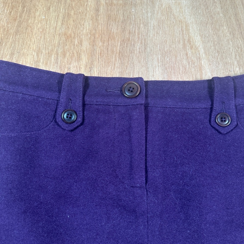 Boden Wool Angora Skirt Women 12R Purple A-Line Mini Button Tab WG269